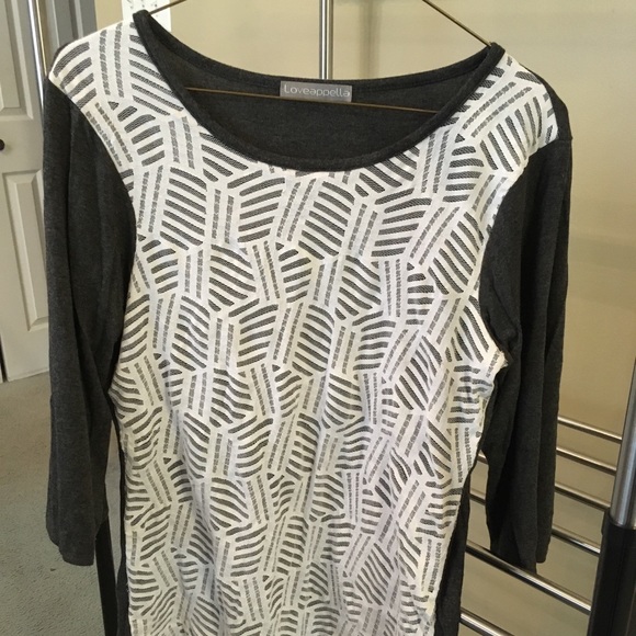 Loveappella Keaten Lace Front Knit Top - Picture 3 of 6